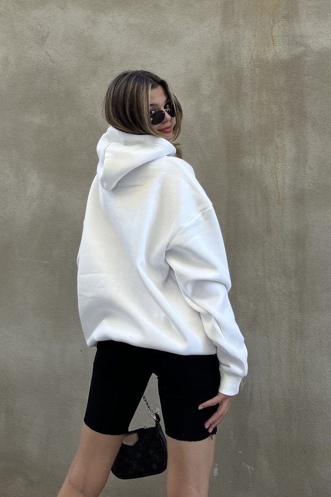 Oversized witte sweatshirt (hoodie) met rits witte hoodie