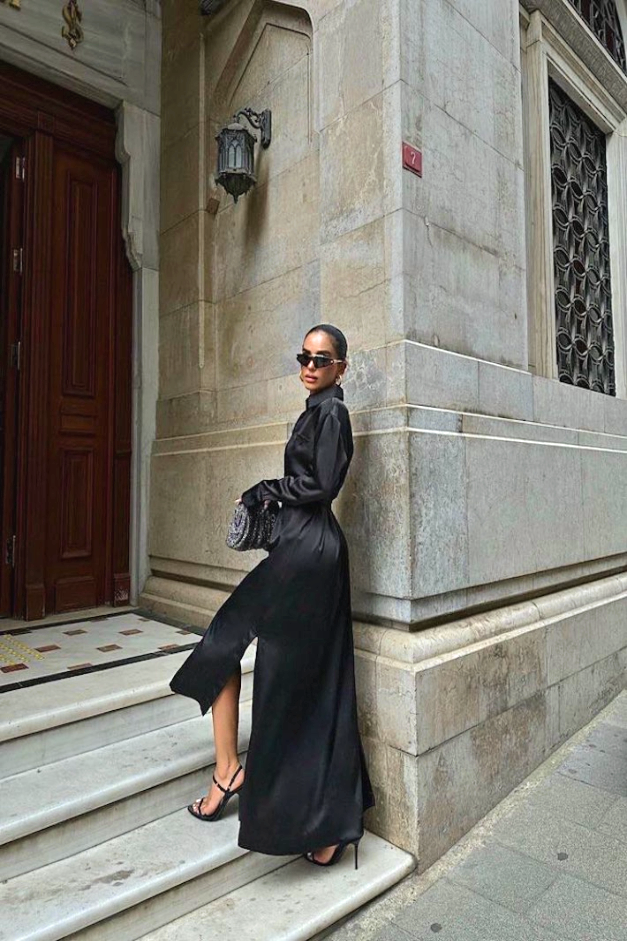 Satijn zwarte jurkSatijn zwarte jurk zwarte jurk